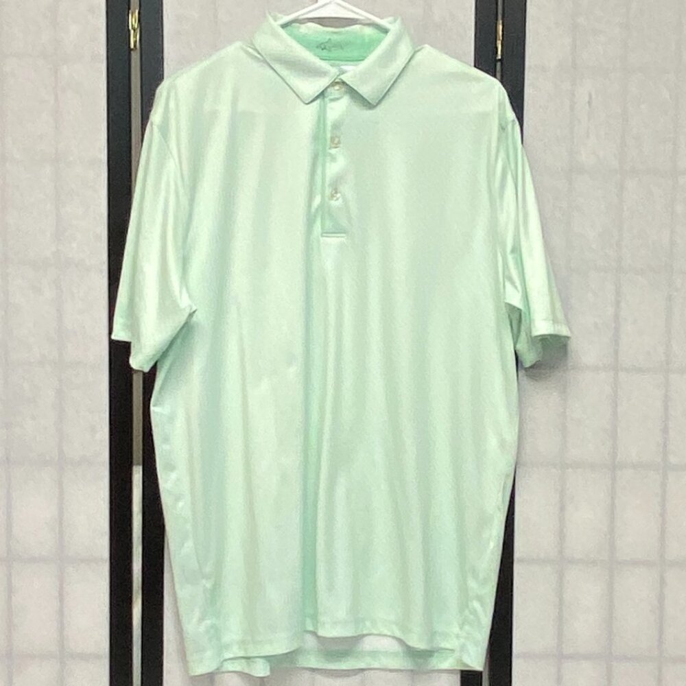 Greg Norman ML75 Play Dry Golf Polo Shirt Geometric Mint Green White L
